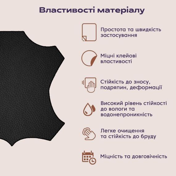Самоклеюча екошкіра у рулоні 1.37*3m*0.5mm BLACK (D) SW-00001413 | Зображення 3