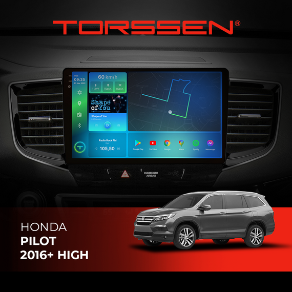 Штатна магнітола Torssen 2K Honda Pilot 16+ High F10464 4G Carplay DSP