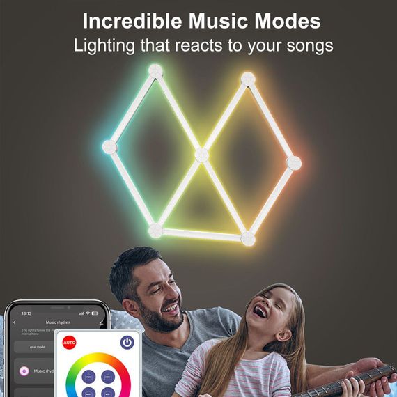 Модульный настінний світильник LED RGB 5V SAL-014B 9pcs Bluetooth USB with app White | Зображення 2