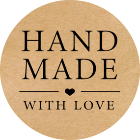 Этикетка наклейка круглая крафт "Handmade 1", Диаметр 50 мм, 250 шт/рулон, Viskom
