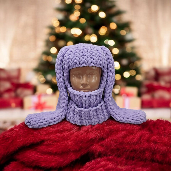 Балаклава колір 166 плюшева з вушками зайчик Puffy fine