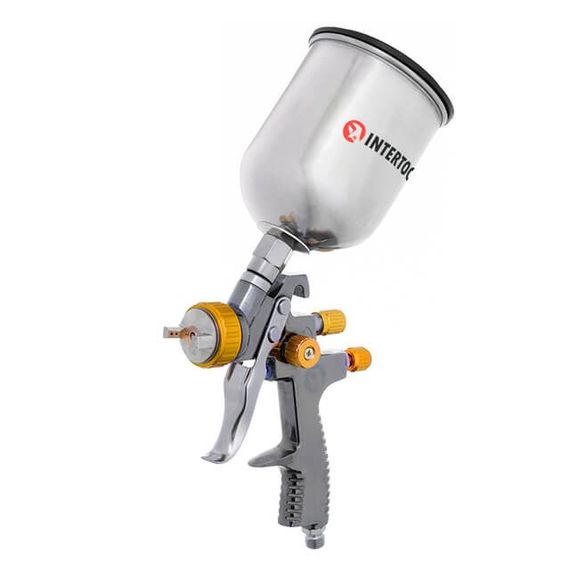Фарбопульт пневматичний LVLP BRONZE професійний, верхній металевий бачок INTERTOOL PT-01351
