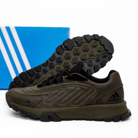 шкіряні кросівки Adidas олива. | Зображення 3