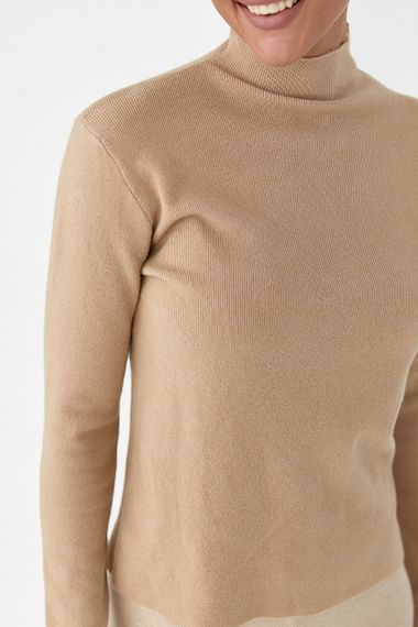 Базова трикотажна водолазка - бежевий цвет, ONE SIZE (є розміри) | Зображення 3