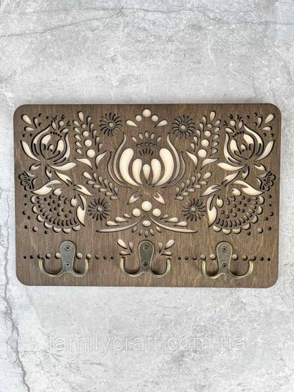 Настенная ключница из украинским народным орнаментом Деревянный органайзер для ключей Держатель для хранения | Зображення 2