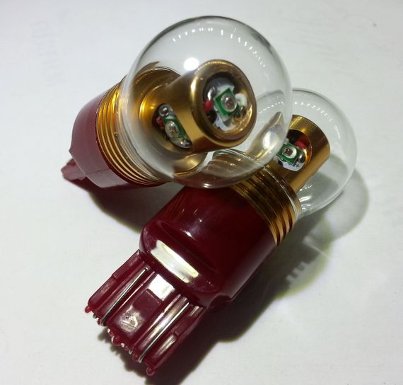 Світлодіодна Автолампа 7443 W21 / 5W (T20), 20W RED (380Lm) (CREE LED) двоконтактна червона