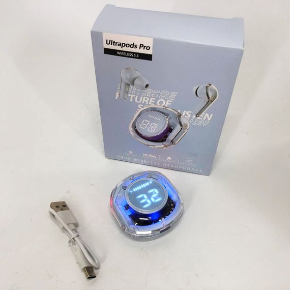 Бездротові навушники TWS T8 PRO з прозорим кейсом Вакуумний LED дисплей Bluetooth 5.3. OR-359 Колір: блакитний | Зображення 8