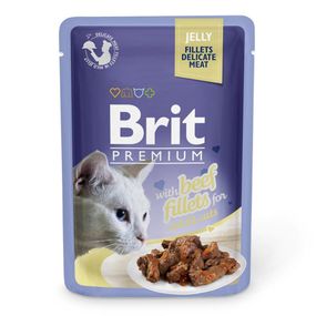 Корм Brit Premium Beef вологий з яловичиною у желе для дорослих котів 85 гр