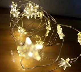 Гирлянда светодиодная на батарейках+USB, 2 м, 20 led со звездочками, белый теплый
