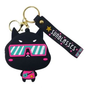 Кошелек-монетница, силиконовый, "Котик", черный