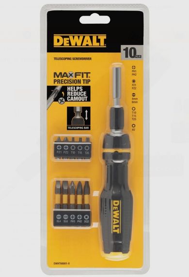 Викрутка – набір DeWALT FULL FIT Telescoping зі змінними бітами 10 біт (DWHT68001-0) | Зображення 1