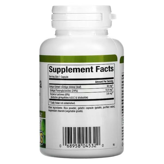 Гінко білоба Natural Factors Herbal Factors Ginkgo Biloba 60 Caps | Зображення 1