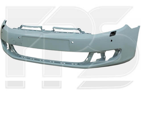 Бампер передний Volkswagen Golf VI '09-12 кроме GTI (с отв. под п/троник; с отв. под омыватель) (FPS)