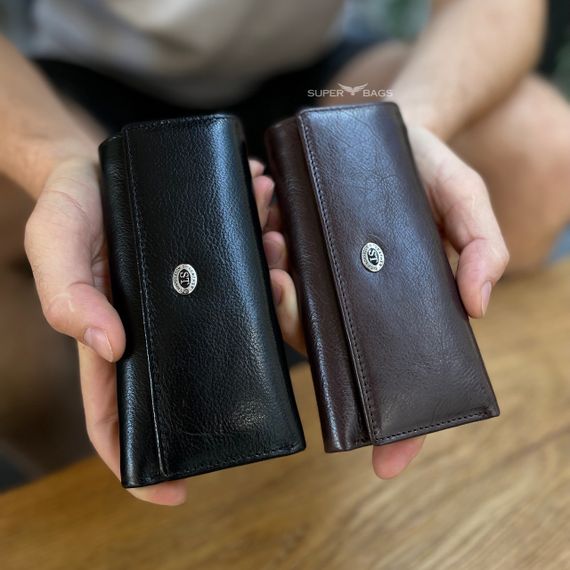 Чорна ключниця з натуральної шкіри із відділенням для грошей ST Leather B416 | Зображення 5