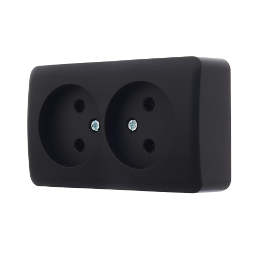 VIOLA антрацит Розетка зовнішня 2-а без заземлення Лезард