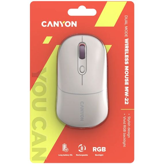Мышь компьютерная безпроводная Canyon CNS-CMSW22RC молочная | Зображення 5