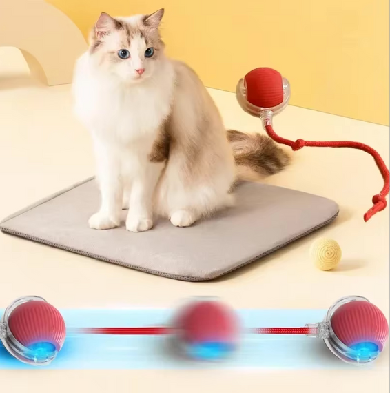 Интерактивная игрушка для кота, автоматически вращающийся мячик, красный + USB кабель | Зображення 2