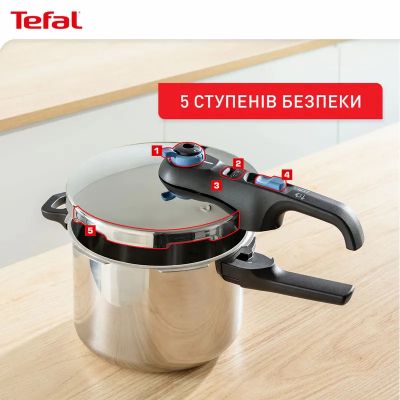 Кастрюля Tefal Secure Trendy, 4л, (скороварка) з паровим кошиком (P2580402) | Зображення 9
