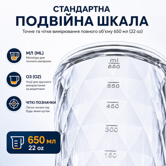 Электрический шейкер 650 мл с LED-подсветкой и контейнером для смеси, Синий | Зображення 4
