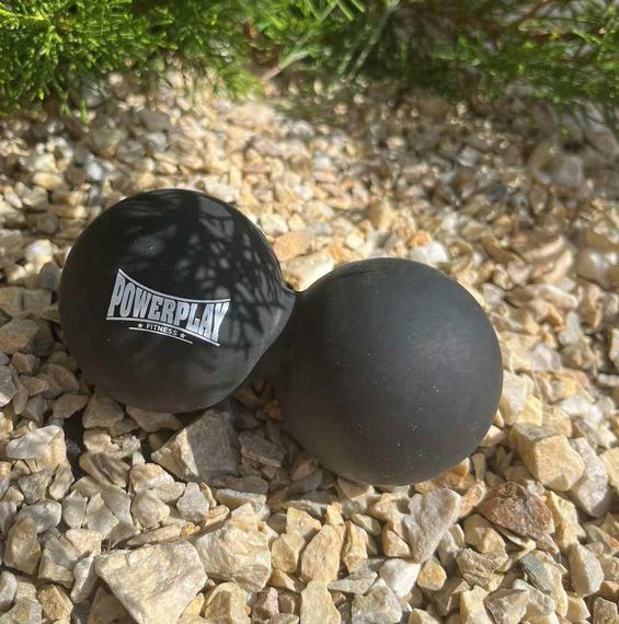 Массажный двойной мяч силиконовый Паверплей PP-4355 Silicone Lacrosse Peanut Ball (6.3*12.6см.) Черный | Зображення 4