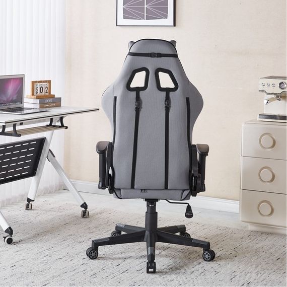 Крісло геймерське з тканини Bonro Бонро B-142 сіре + 2 подушки (42401114) | Зображення 4