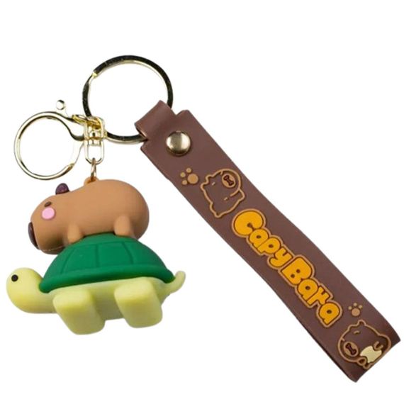 Дитячий брелок Капібара на черепасі 5×3×4 (см) для ключів, на сумку і рюкзак HP-55-24TURT