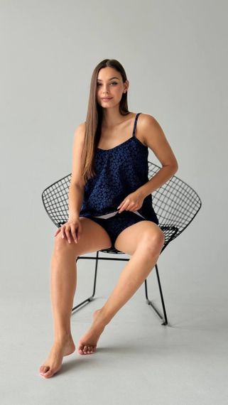 Піжамний комплект з візерунками у темно-синьому кольорі | Зображення 3