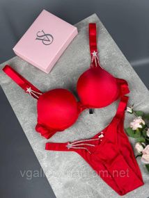 Червоний жіночий Купальник-комплект Victoria's Secret зі стразами Зірочка, Купальник Преміум-Люкс зі стразами 75С, Червоний