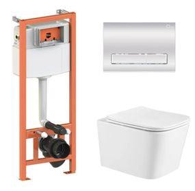 Набір Qtap Nest 4 в 1 підвісний унітаз Crow Ultra Quiet 490x360x290 + комплект інсталяції QT05335171W45132