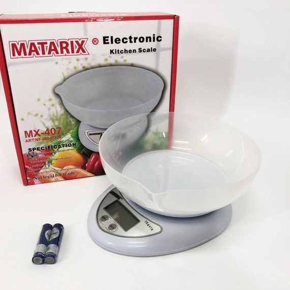 Кухонные электронные весы с чашей до 5 кг Matarix MX-407, Компактные электронные кухонные весы | Зображення 8