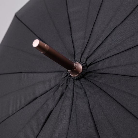 Класична парасолька-тростина з чохлом напівавтомат з поліестеру міцна надійна 12спиць діаметр 120 см Чорний HP-23-16B | Зображення 8