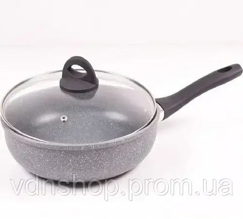 Сковорода  Benson BN-494 24см, h-6,3см, глубокая  мраморная антипригарная  покрытие | Зображення 1