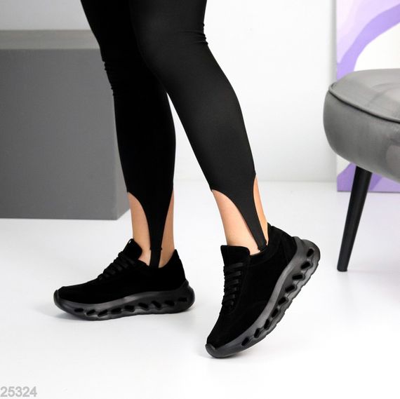 Молодежные дизайнерские черные кроссовки натуральная замша | Зображення 3