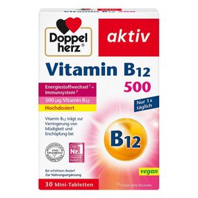 Витамин В12, 500 мкг. Доппельгерц Vitamin B12 Doppelherz для правильной работы нервной системы, 30 шт.
