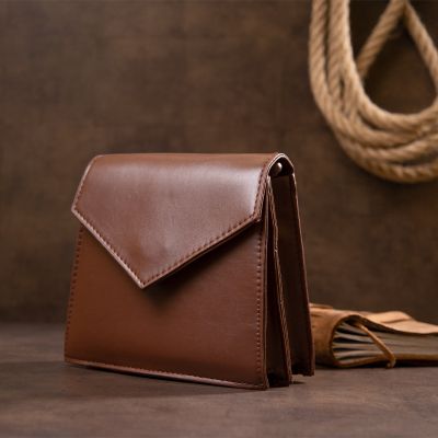 Сумка Vintage Горизонтальна кутоподібна зі шкірозамінника Коричнева (sale_14933) | Зображення 3
