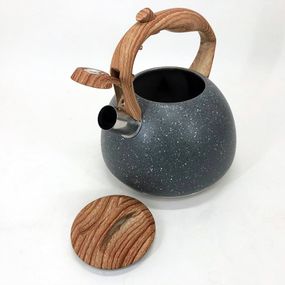 Чайник Unique зі свистком UN-5306 2,7л мармур, для газових плит, чайник нержавіюча сталь. JL-826 Колір: темно-сірий