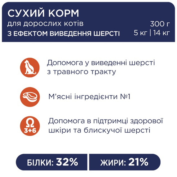Сухий корм Club 4 Paws Premium Hairball Control для дорослих довгошерстих котів, з куркою 300 г | Зображення 2