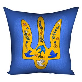 Подушка габардинова з принтом Тризуб 50x50 (5P_22U016)