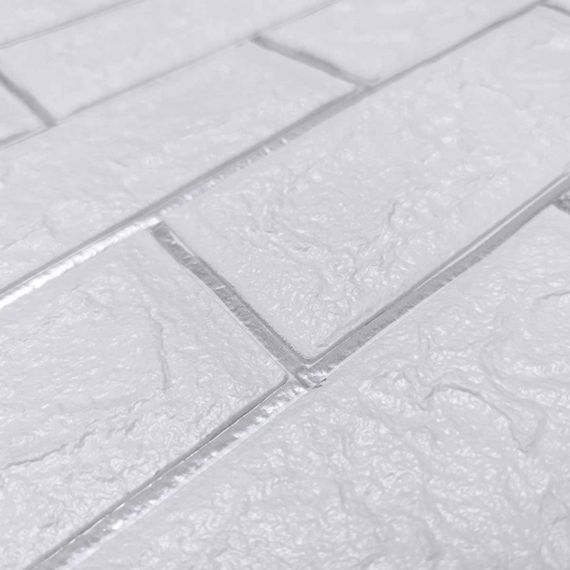 Самоклеюча 3D панель цегла біла смужка срібло 700х770х5мм (100-5) SW-00000753 | Зображення 1