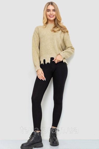 Свитер женский вязаный, цвет бежевый, размеры S-M, One Size, XL, L, M, XXL FA_008185 | Зображення 1