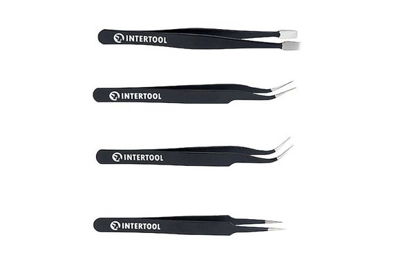 Набор пинцетов радиотехнических Intertool - ****мм (4шт) | Зображення 1