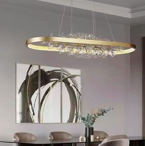 Люстра світлодіодна підвісна LED світильник для квартири на стелю лед 26642 Золото 30-200х35х90 см.