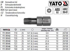 Насадка отвертки бита YATO Польща TORX 1/4" T30 l=25 мм YT-78146