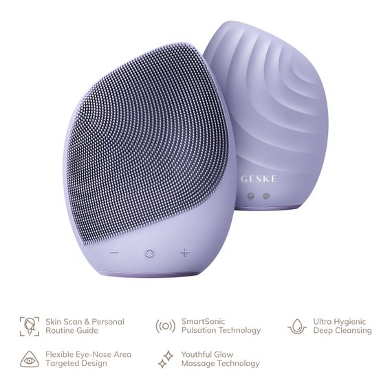 Електронна ультразвукова щітка для обличчя GESKE Sonic Facial Brush 5в1 purple | Зображення 1