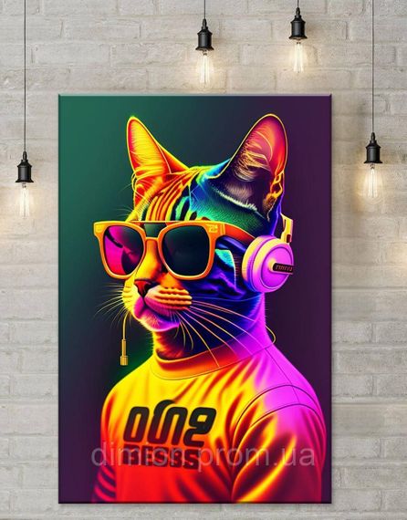Картина на полотні "Kitty DJ" 50х60 см + Подарунок покриття лаком на полотні | Зображення 1