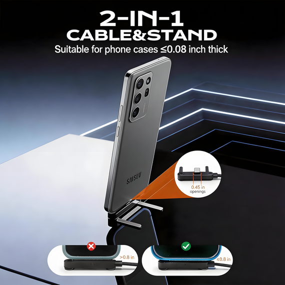 Адаптер перехідник USB Type-C на Type-C 240W зі складаною підставкою black | Зображення 5