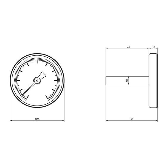 Термометр Thermo Alliance Standart 120 °C 63 мм 1/2", заднє під'єднання SD17440MM | Зображення 1