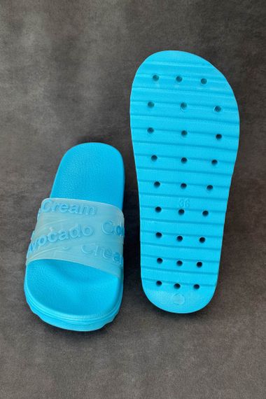 Шльопанці жіночі з аплікацією, колір блакитний, 243R5030-213A | Зображення 4