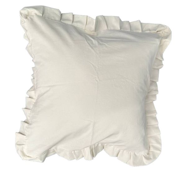 Наволочка декоративна SoundSleep Stonewash Milk 45х45 см з рюшами (94331813) | Зображення 2