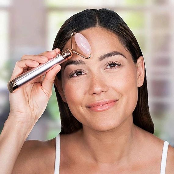 Масажер ролик електричний для особи Facial Roller Massager. Колір бежевий FO-17 | Зображення 9